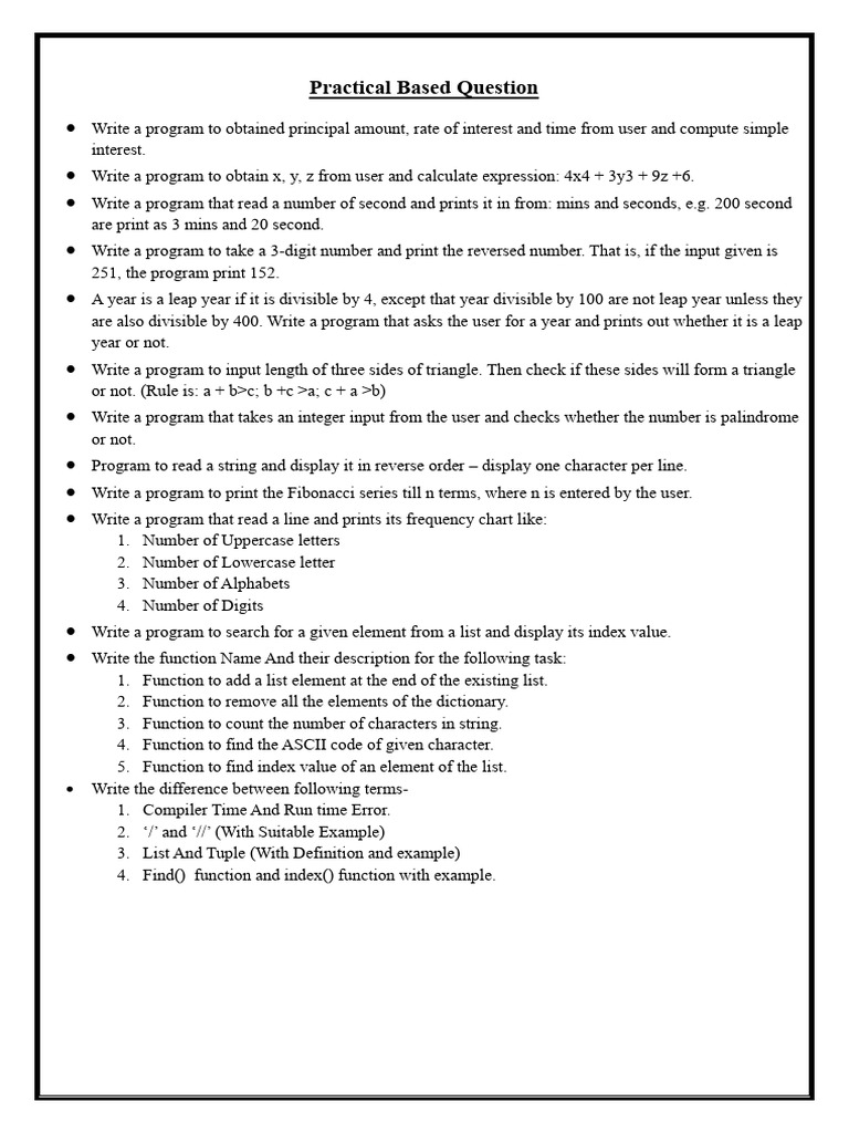 Practical Based Question | PDF | String (Computer Science) | Computer ...