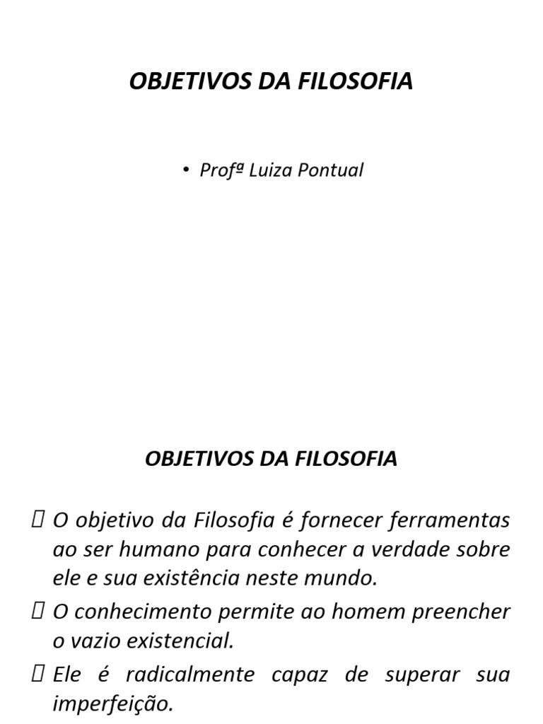 2024 1 26 02 2024 Objetivos Da Filosofia | PDF | Sociedade | Humano