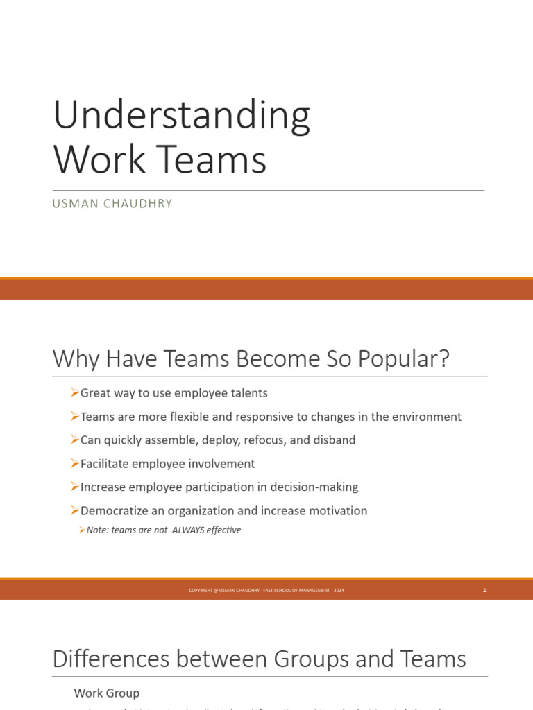7- Understanding Work Teams | PDF | Leadership | Behavioural Sciences