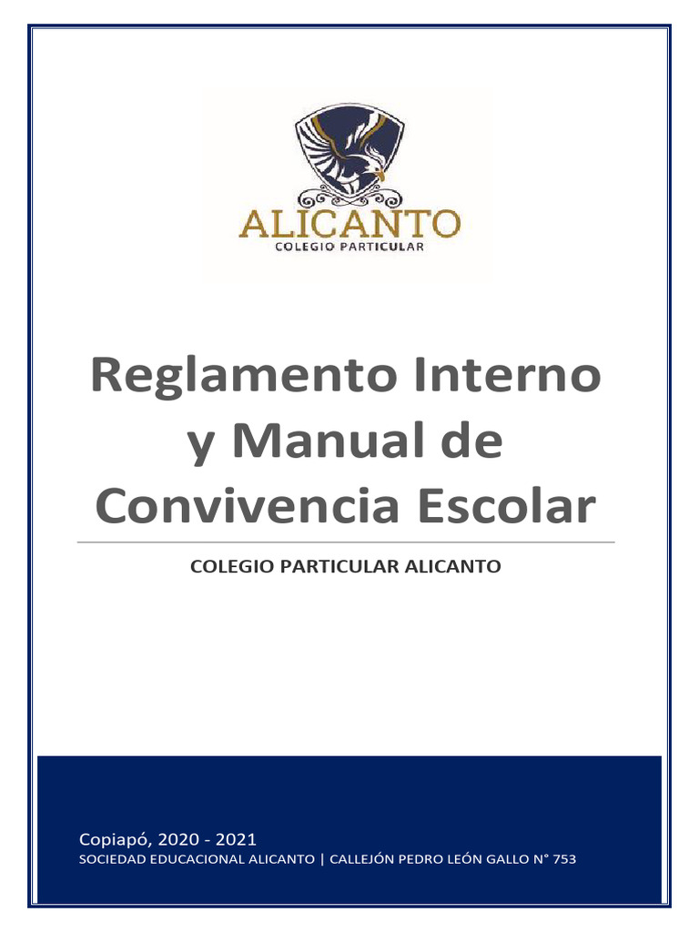 Reglamento Interno y Manual de Convivencia Escolar 2020 2021 Colegio ...