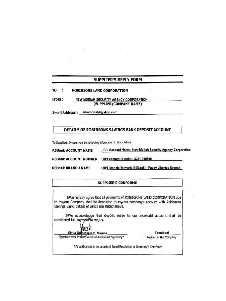 Supplier's Reply Form | PDF
