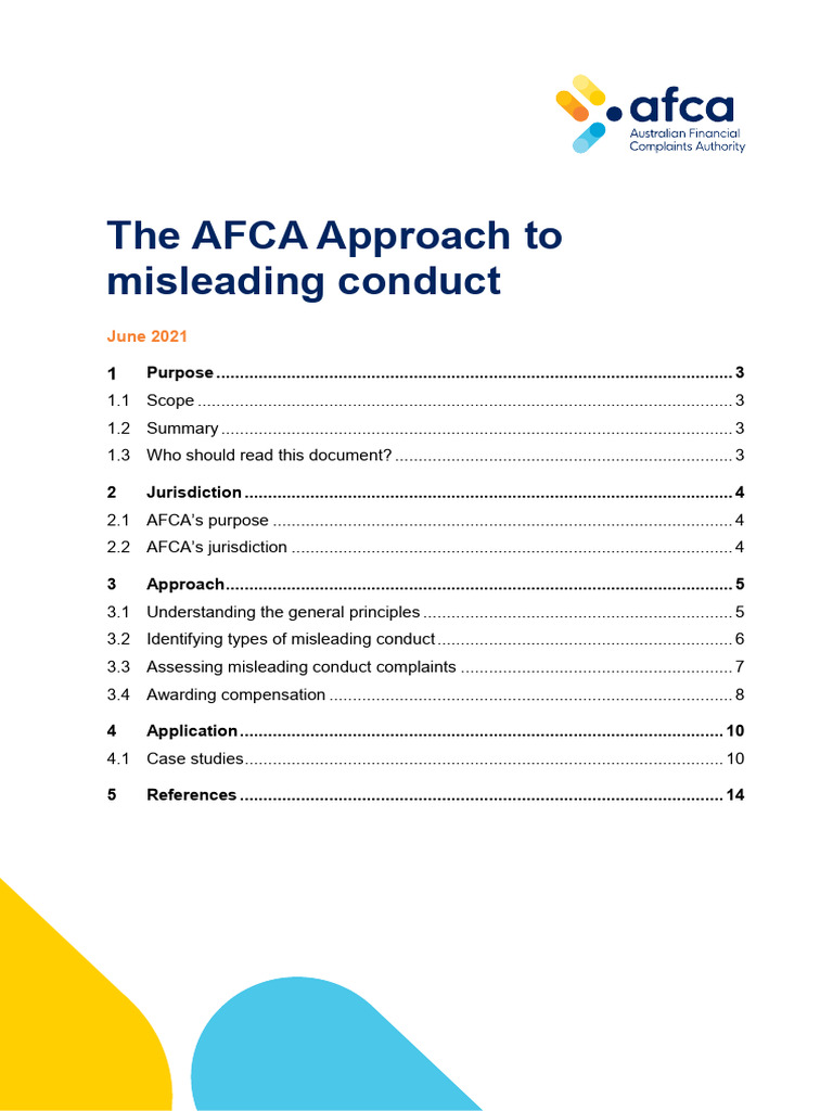 AFCA Approach - Misleading Conduct | PDF | Refinancing | Mortgages