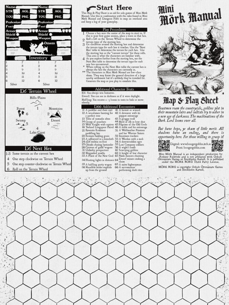 Mini Mork Manual Playsheet | PDF