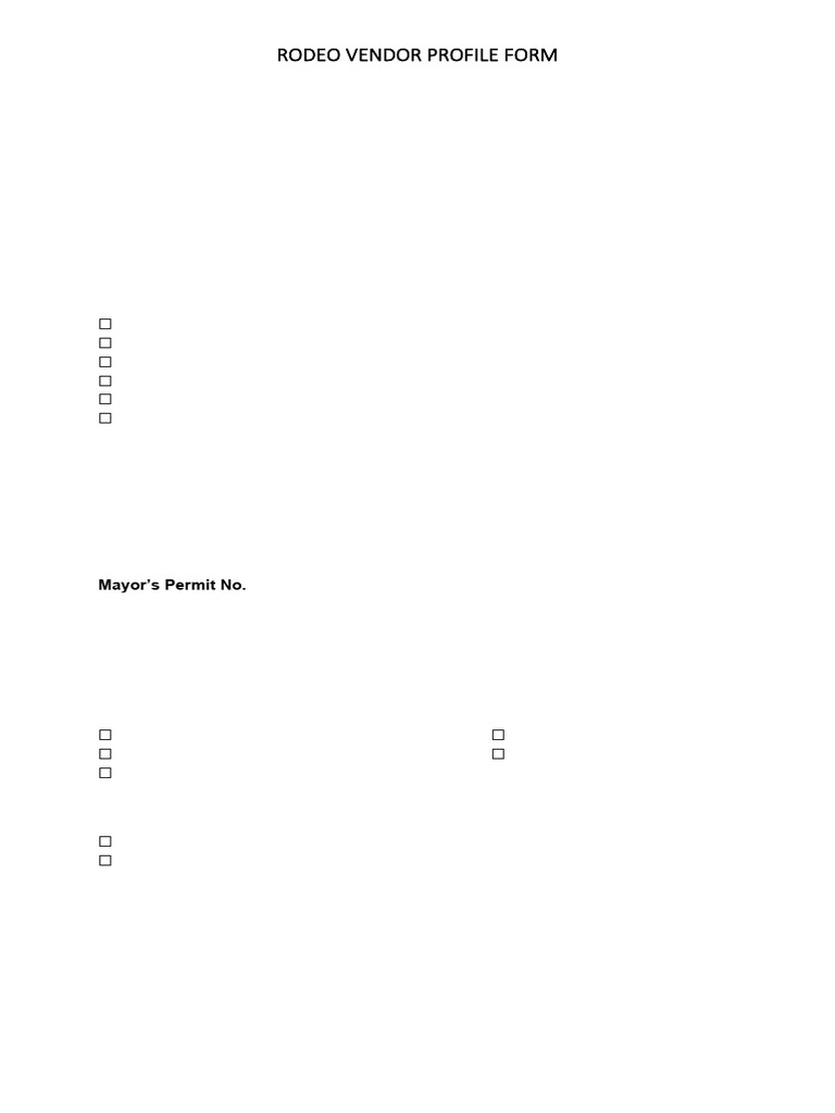 Rodeo Vendor Profile Form | PDF
