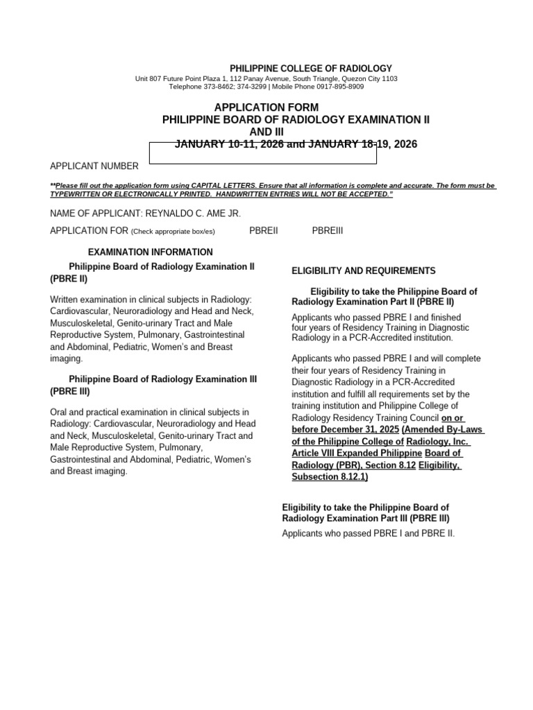 2026 PBRE 2 - 3 Application Form For Local Medical Graduates-1 | PDF ...