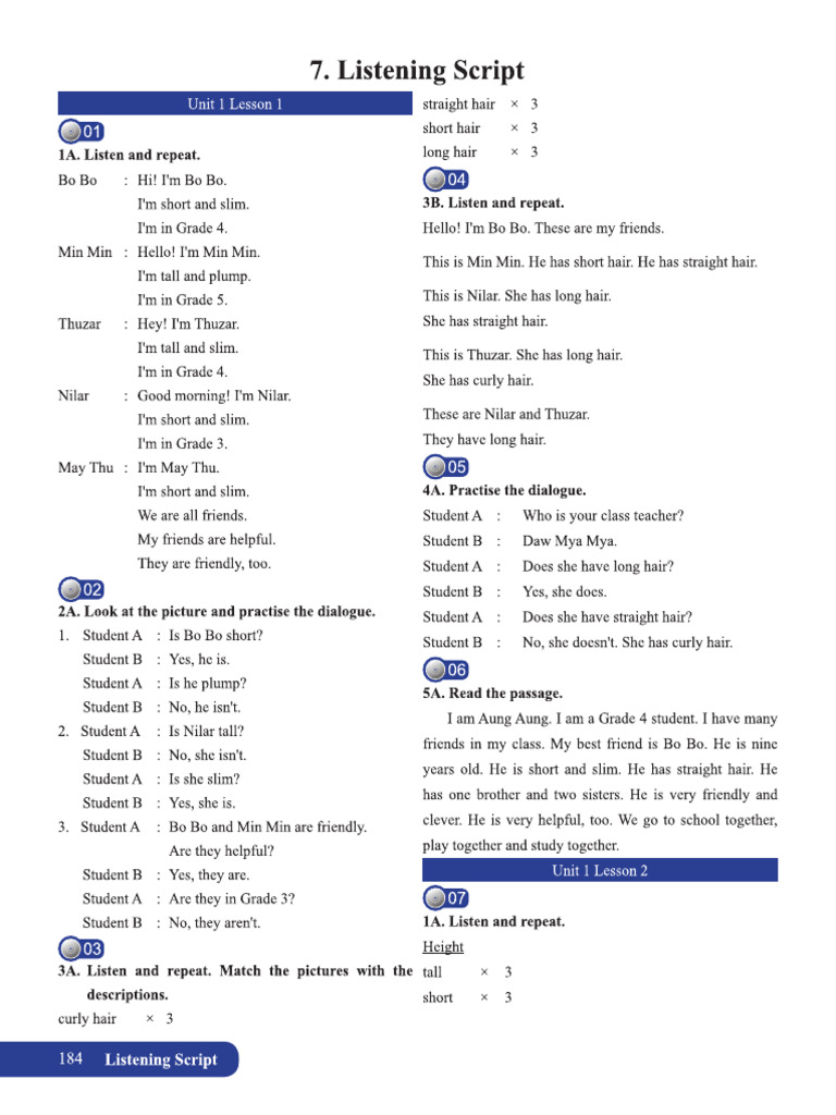 Grade - (4) English Listening Audio Script | PDF