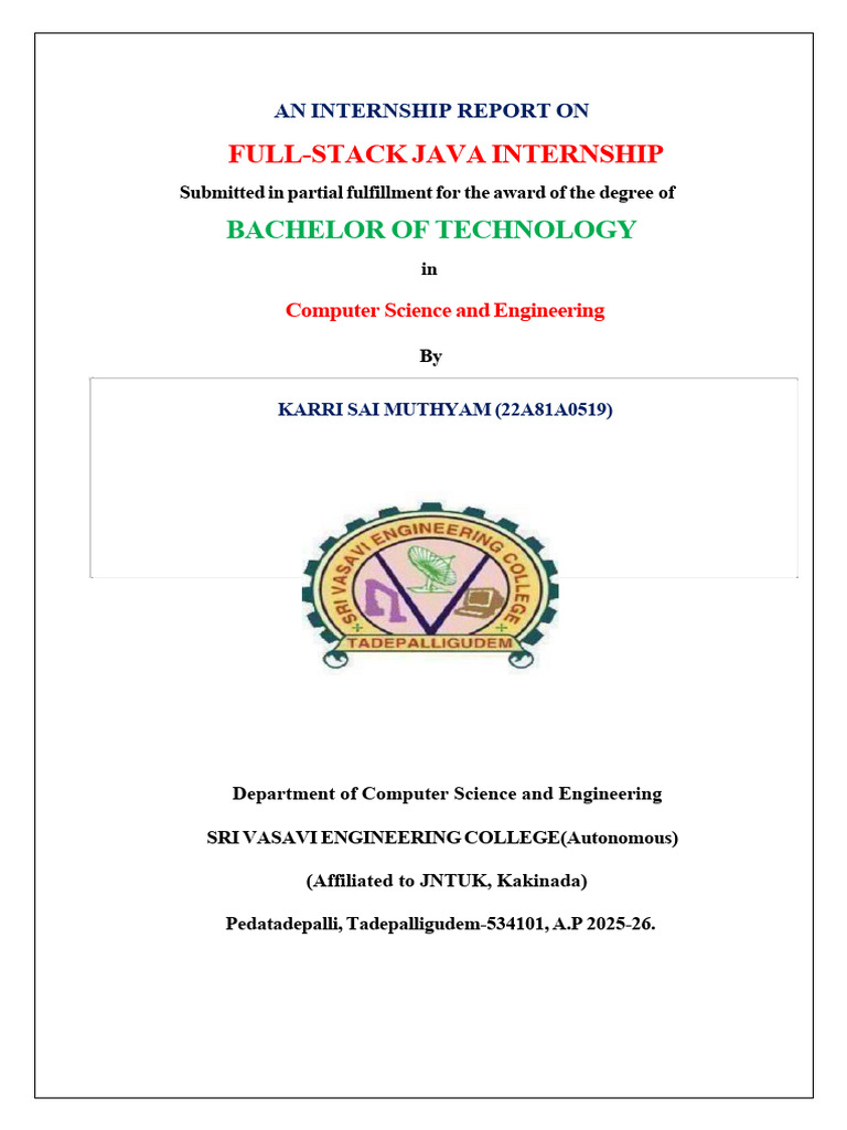 Muthyam Internship | PDF | Html | Software Development