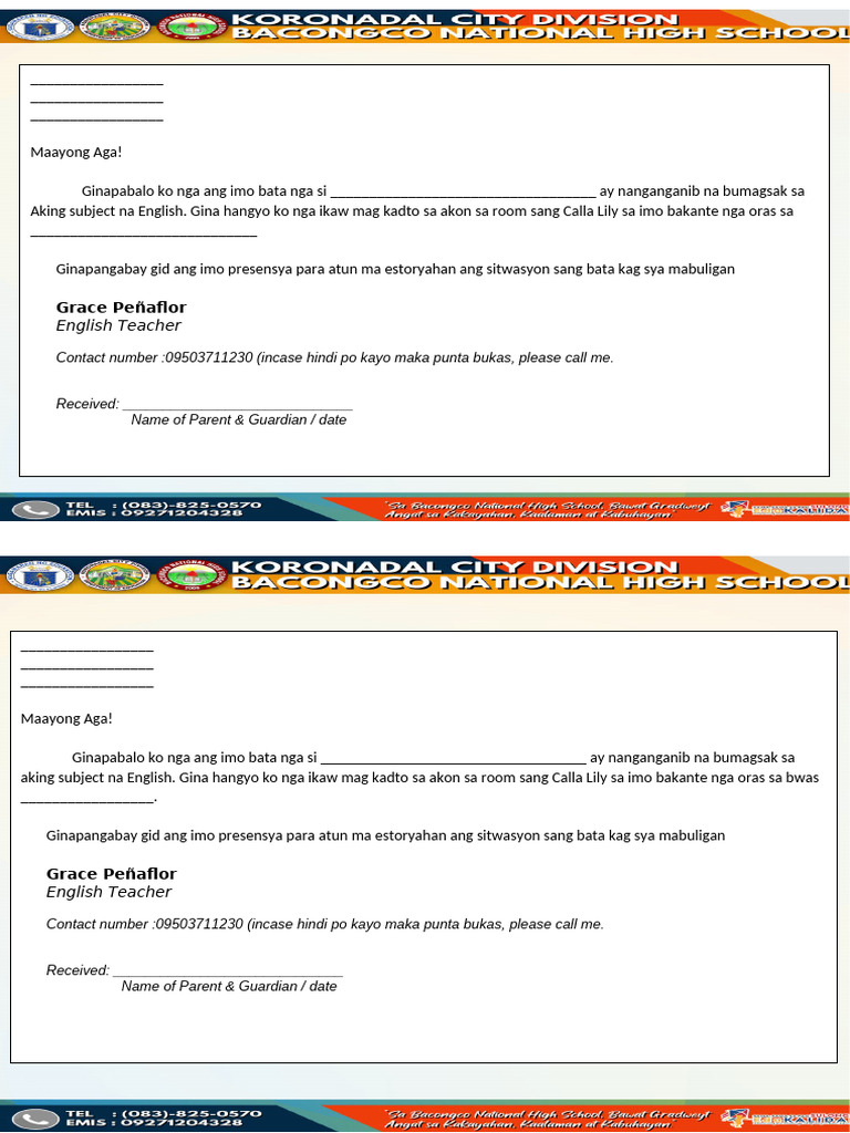 Letter for Parents at Risk of Failing | PDF