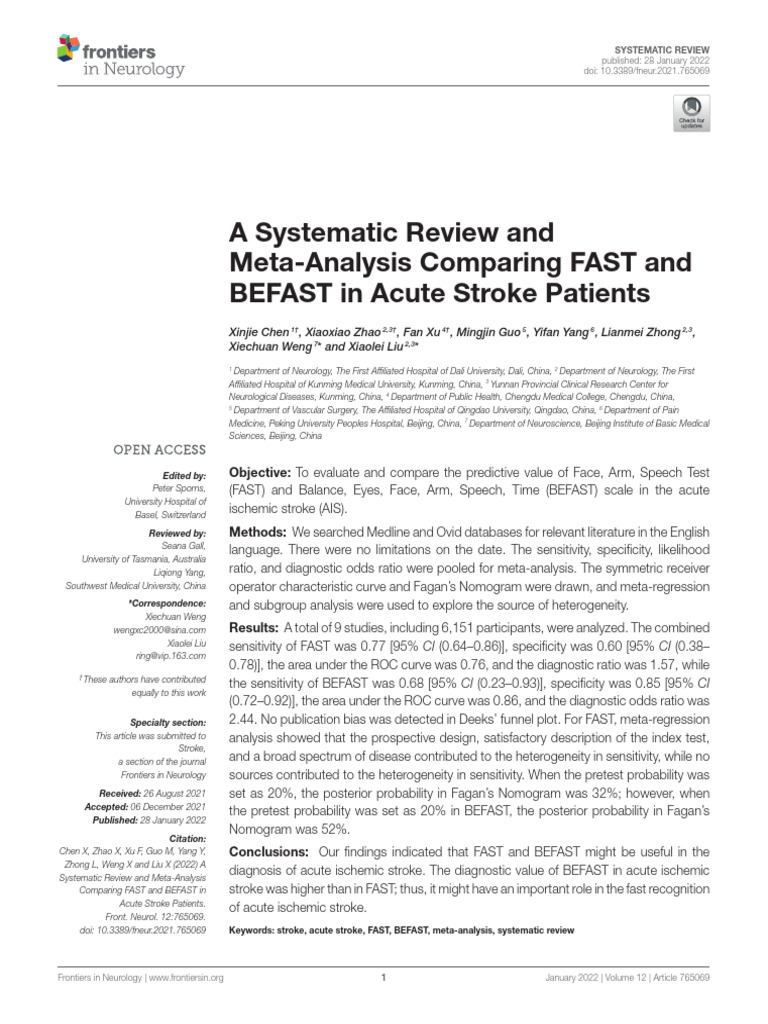 A Systematic Review and Meta-Analysis Comparing FAST and BEFAST in ...