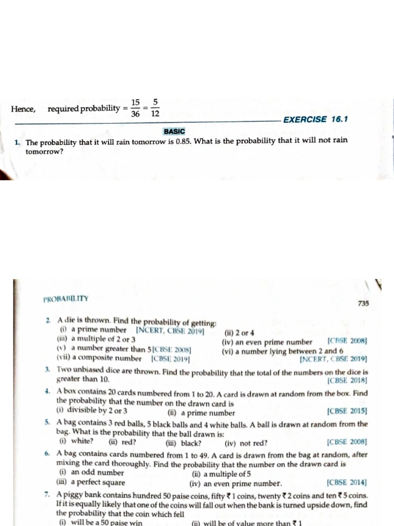 Ch-14 Probability Exercises | PDF