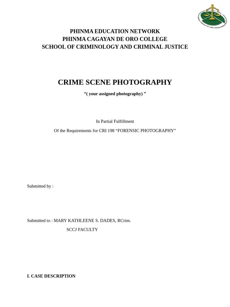 Crime Scene Portfolio Format | PDF | Imaging