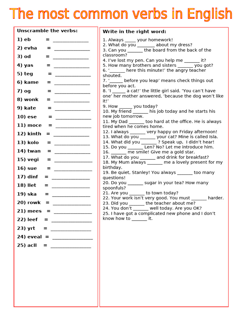 The 25 Most Common Verbs in English 94550 | PDF | Chess Theory | Chess