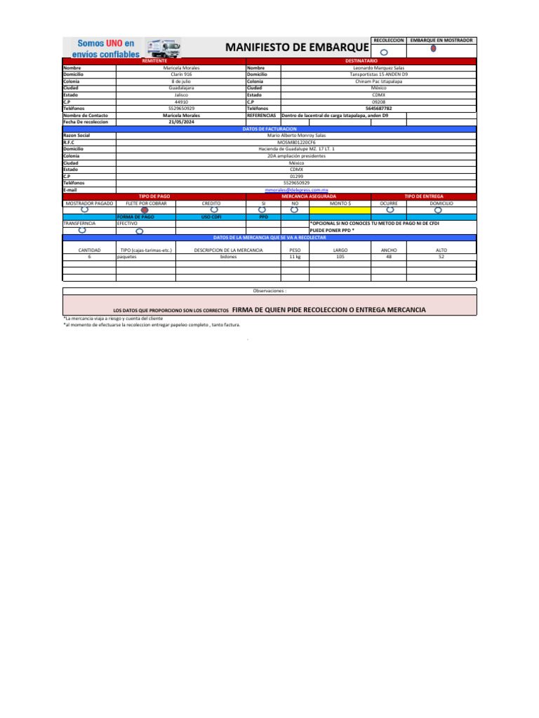 Formato de Recoleccion 21 de 05 | PDF