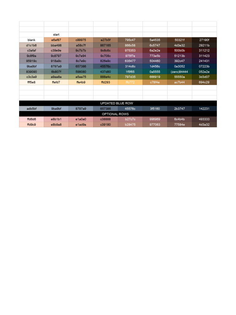 Custom Color Palette Hex Codes REMASTERED | PDF