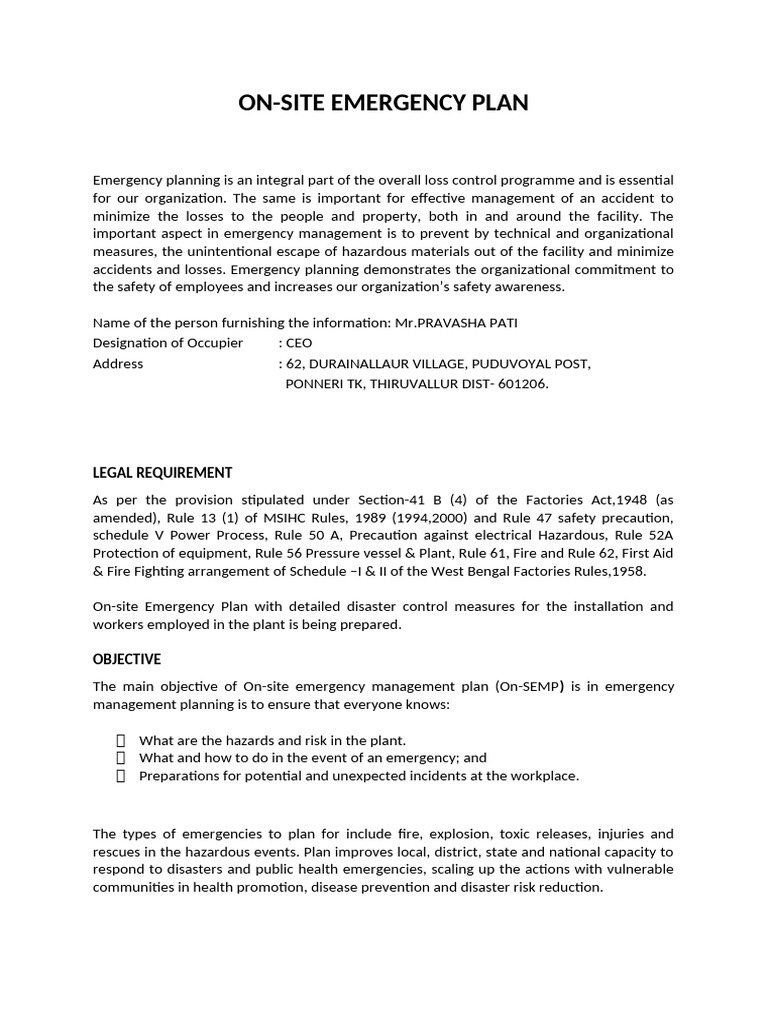Disaster Management Plan - Producers - As Per Module 1 A | PDF ...