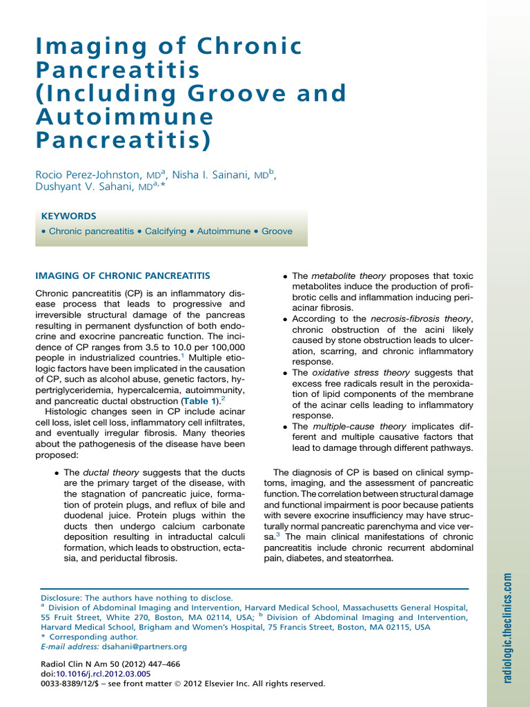 Chronic Pancreatitis | PDF | Pancreas | Pancreatic Cancer