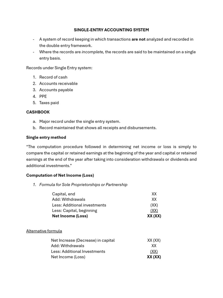 Week 05 Single Entry 1 | PDF | Income | Retained Earnings