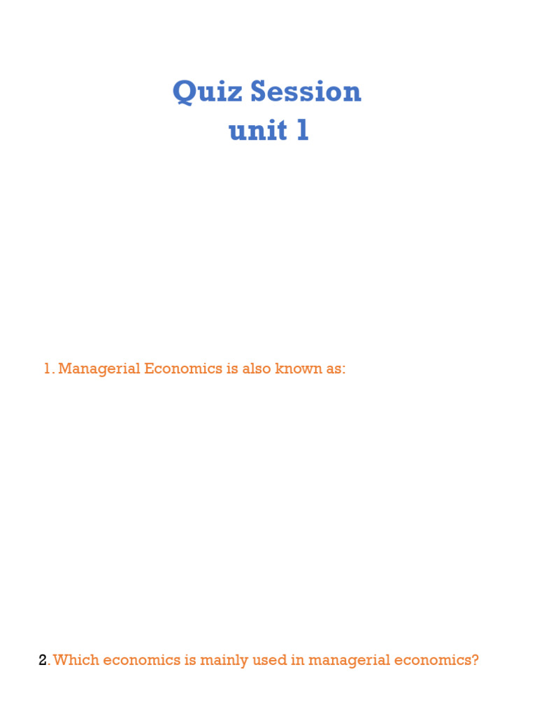 Quiz Questions From Unit 1 | PDF
