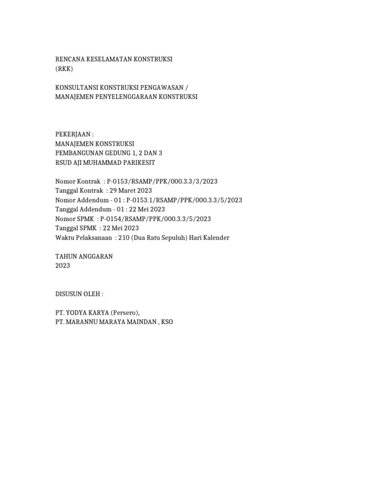 Laporan RKK CONTOH | PDF
