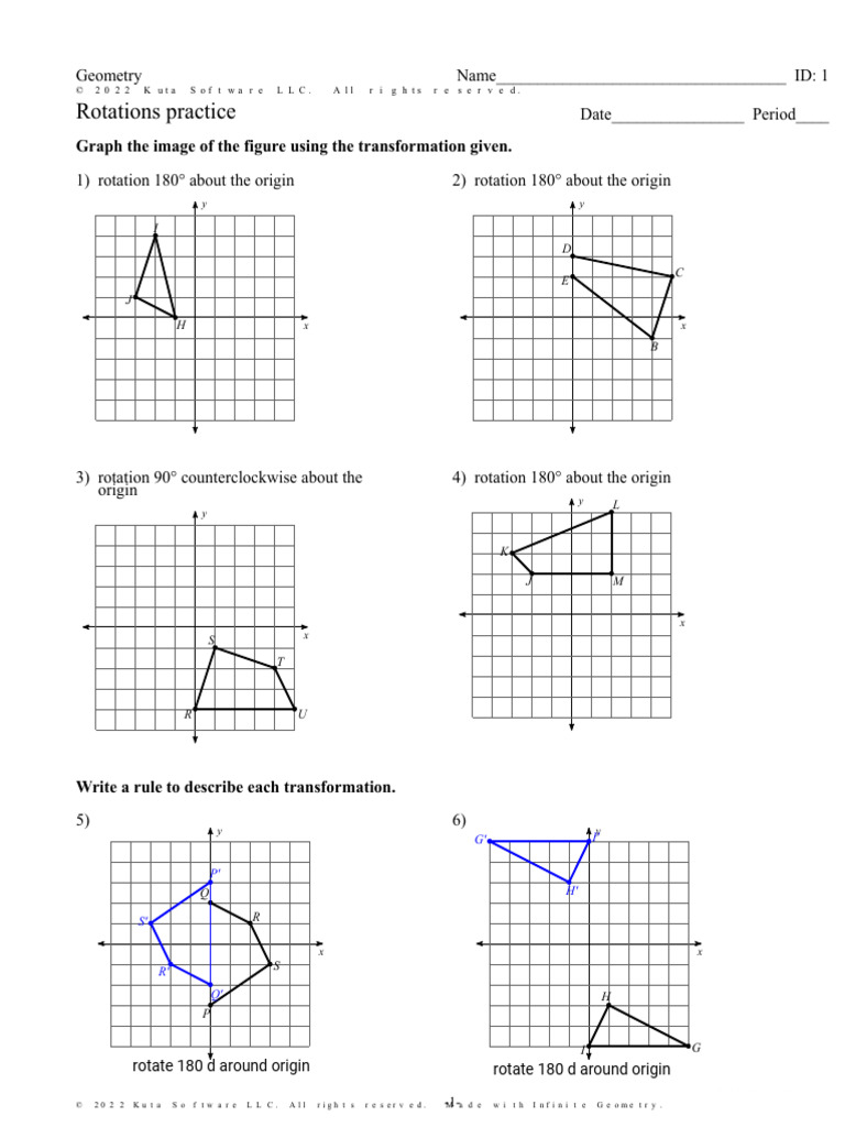 Rotations practice wkst (1) | PDF | Geometry
