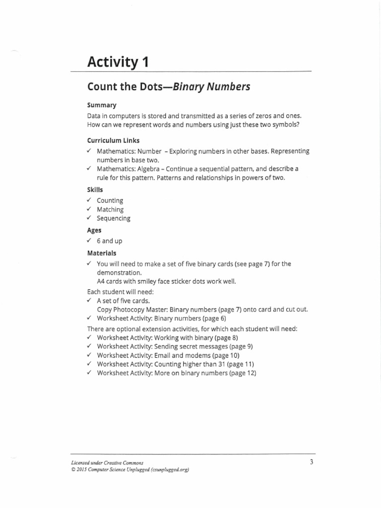 Binary Activity | PDF