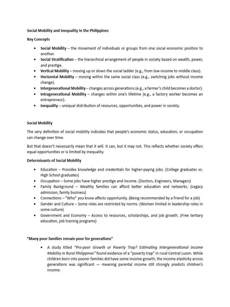 L4. Social Mobility and Inequality in The Philippines | PDF | Economic ...
