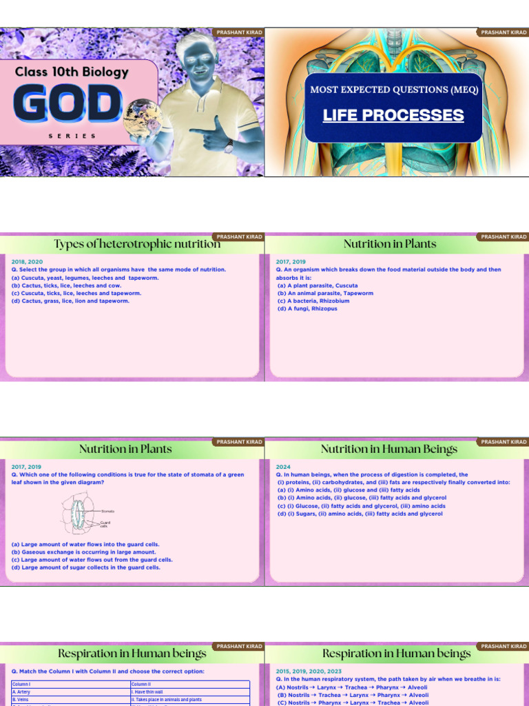 Life Processes: Class 10th Biology | PDF | Kidney | Lung