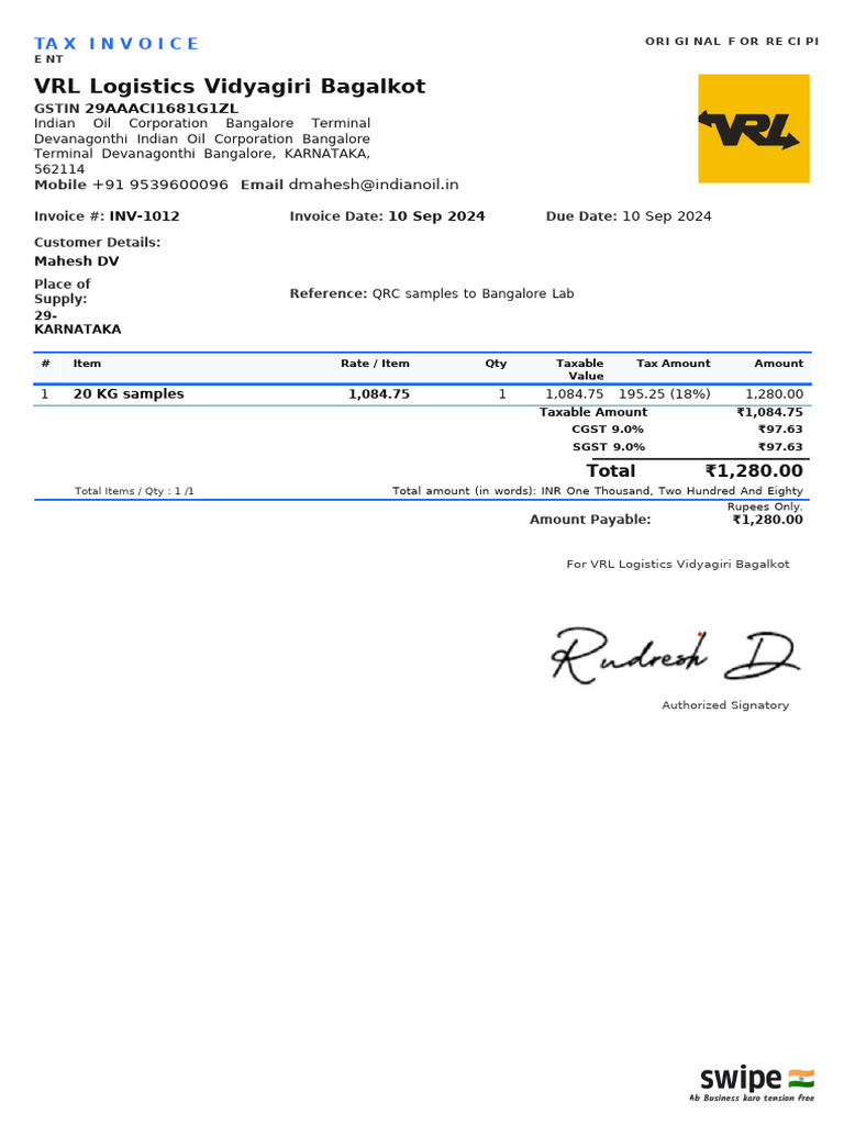 Invoice VRL | PDF