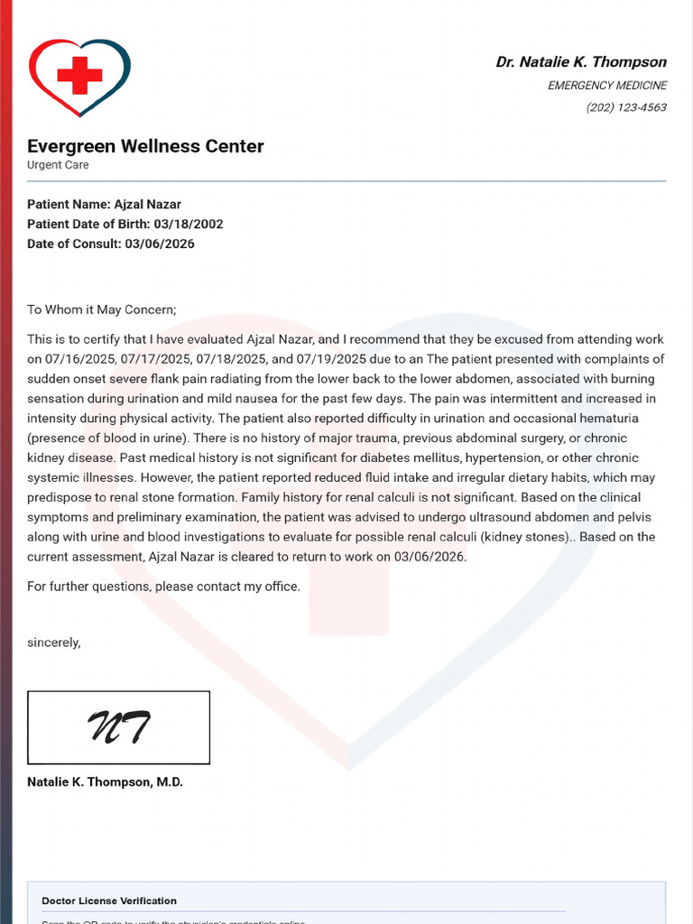 Doctor Note With Signature | PDF