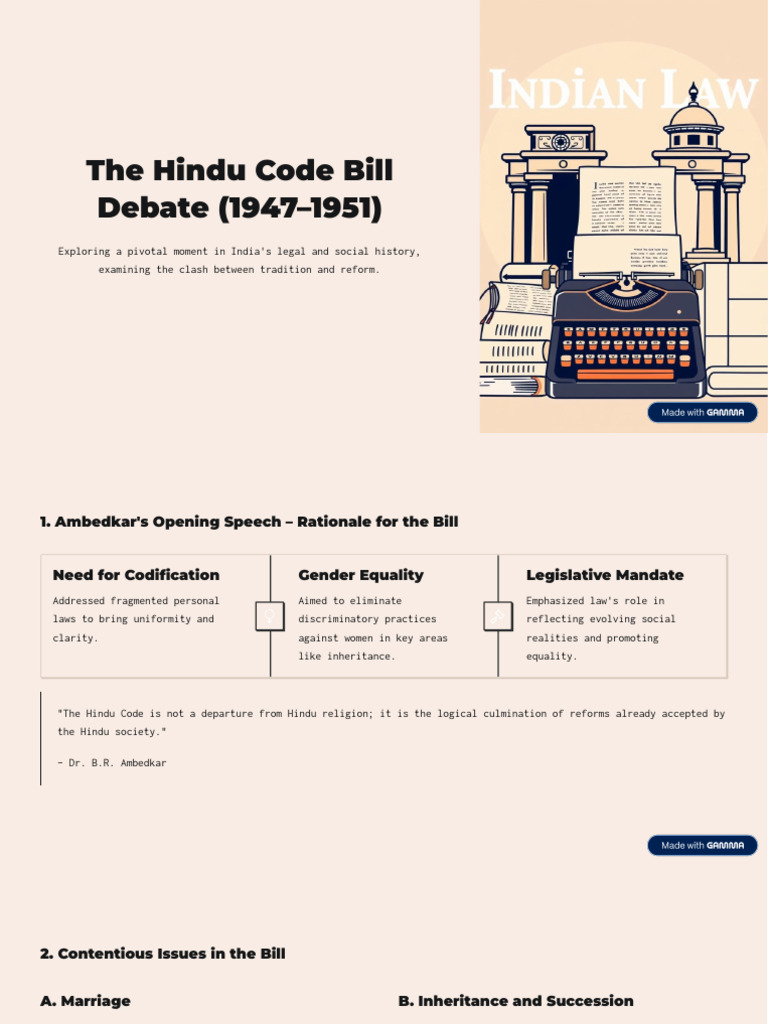 The Hindu Code Bill Debate 1947 1951 | PDF | Political Science | Justice