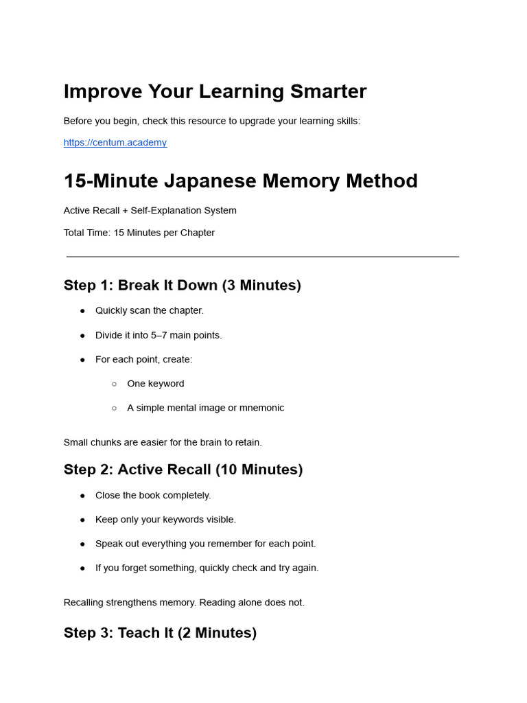 15-Minute Japanese Memory Method | PDF