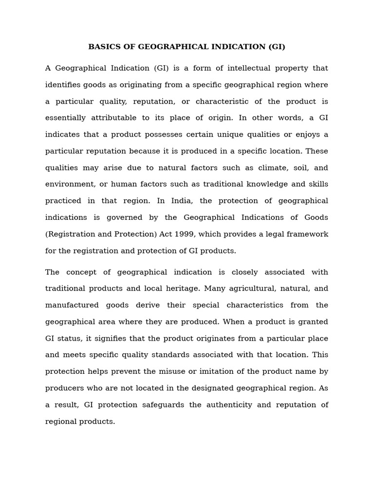 Geographical Indication (Gi) | PDF | Economies
