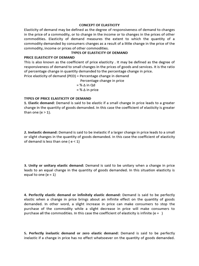 Concept of Elasticity | PDF | Demand | Elasticity (Economics)