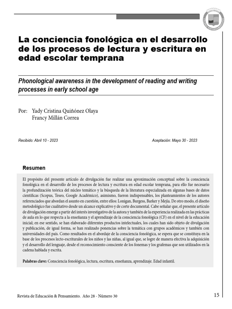 La - Conciencia - Fonologica - en - El - Desarrollo - de - Los ...