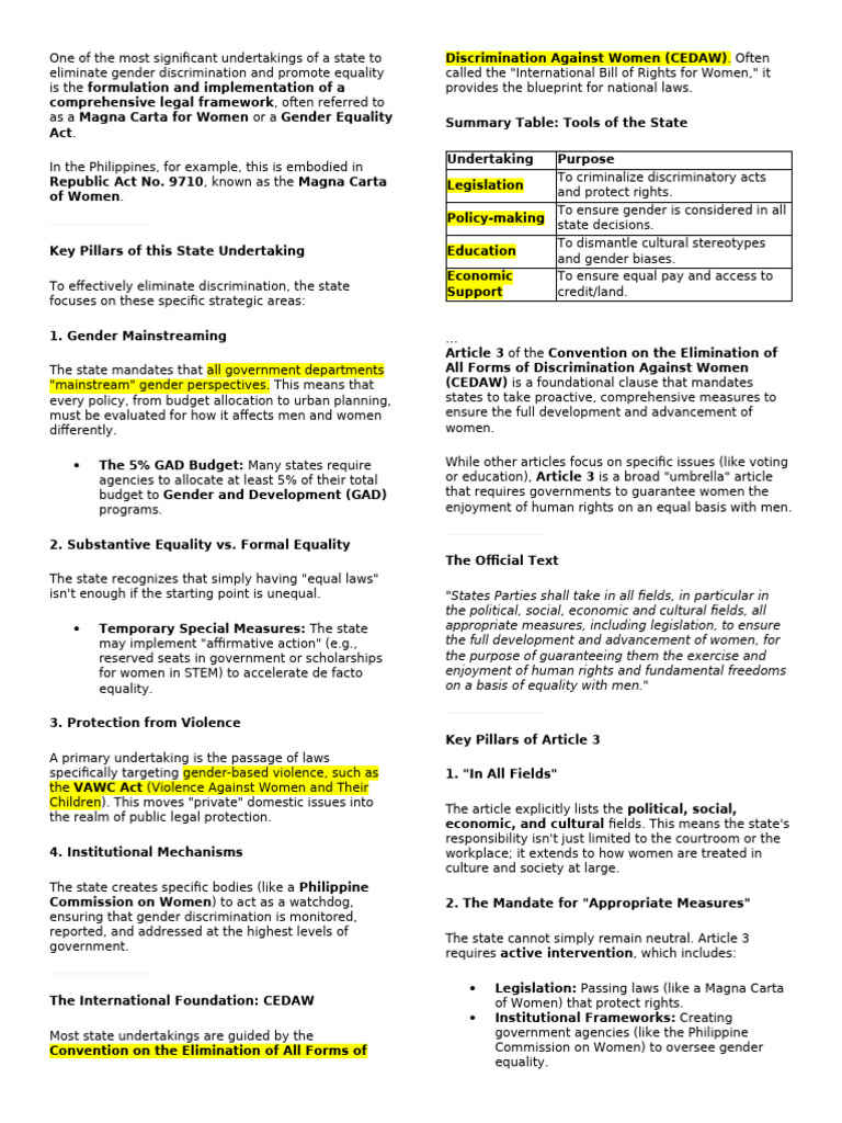 Gender Sensitive Notes 2 | PDF | Discrimination | Convention On The ...