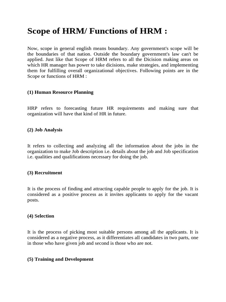 Scope of HRM | PDF