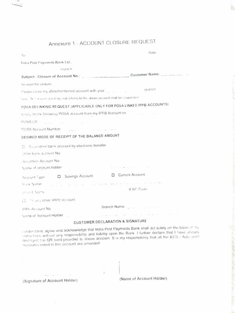 Account Closure Request | PDF