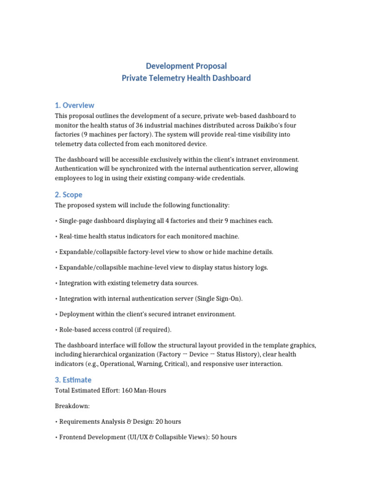 Daikibo Private Dashboard Development Proposal | PDF | User Interface ...