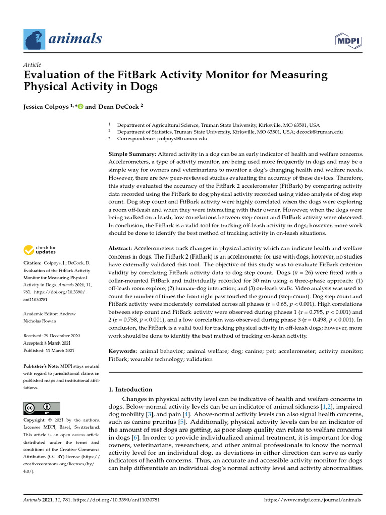 Activity Monitor for Measuring | PDF | Accelerometer | Dogs
