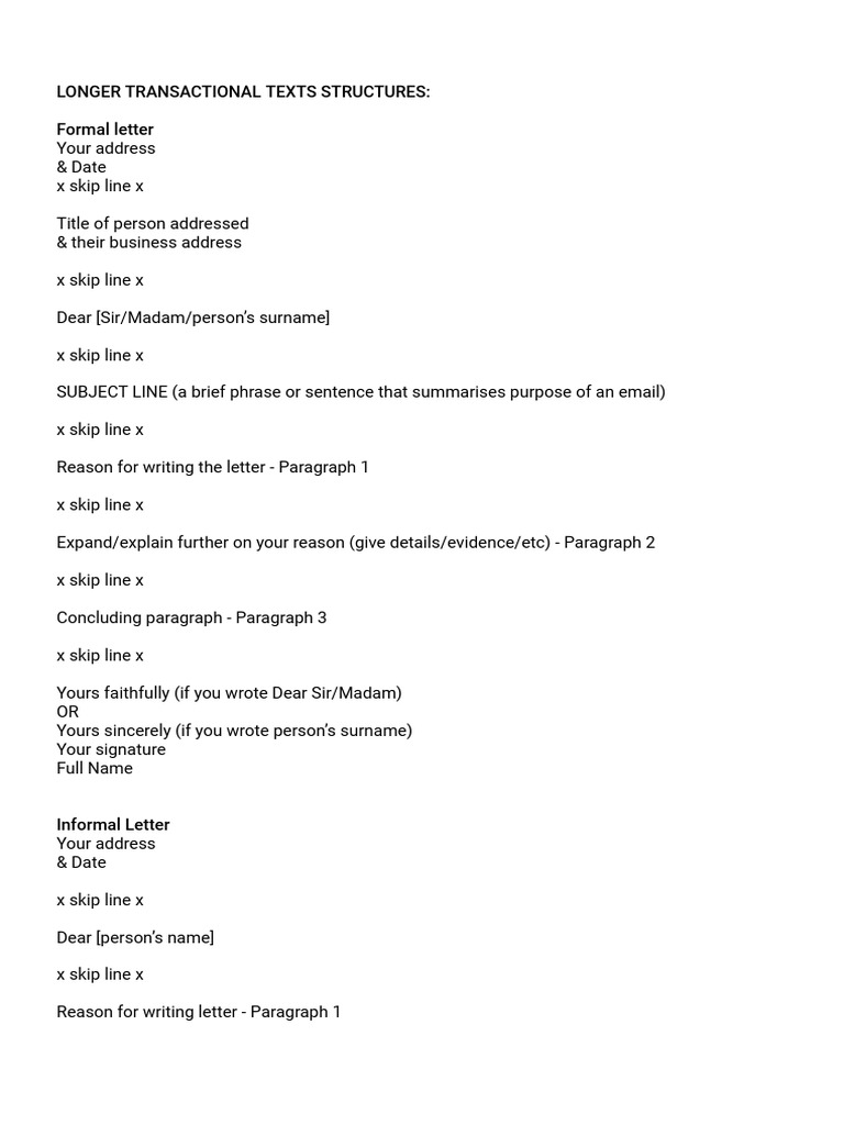Paper 3 Transactional Writing Structures | PDF | Communication ...