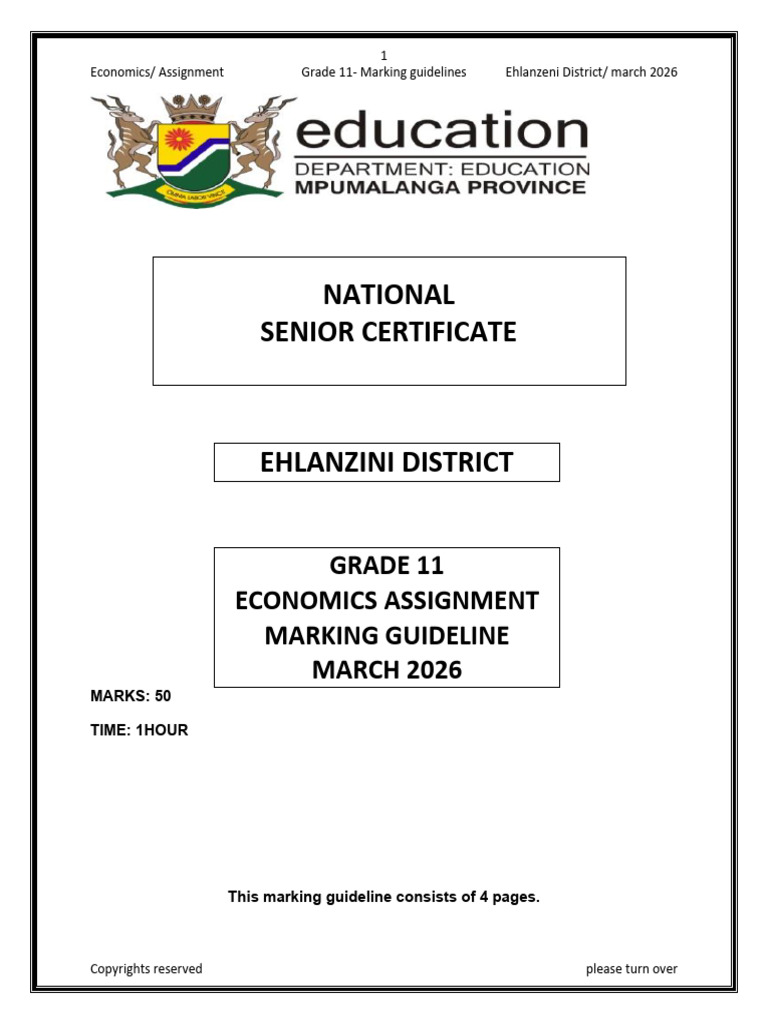 Grade 11 Assignment Marking Guideline 2026-3 | PDF | Economics ...