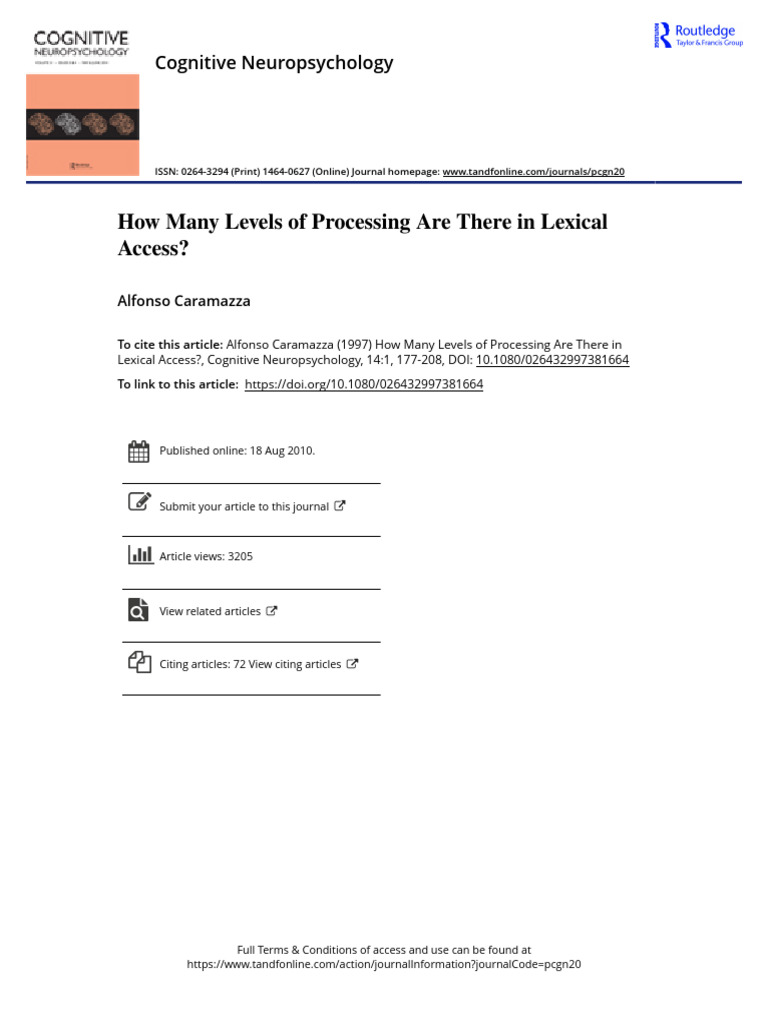 Caramazza - 1997 - How Many Levels of Processing Are There in Lexical ...