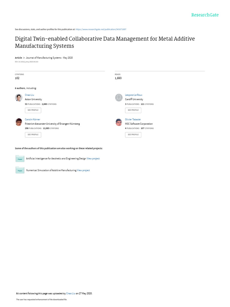 Digital Twin-Enabled Collaborative Data Management For Metal Additive ...