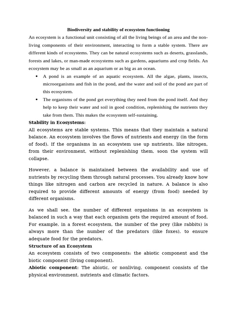 Biodiversity and Stability of Ecosystem Functioning | PDF | Ecosystem ...