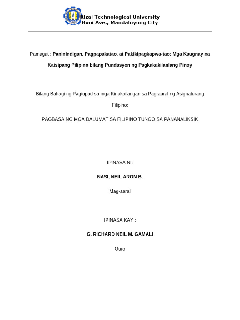 Konseptong-Papel (Dalumat) | PDF