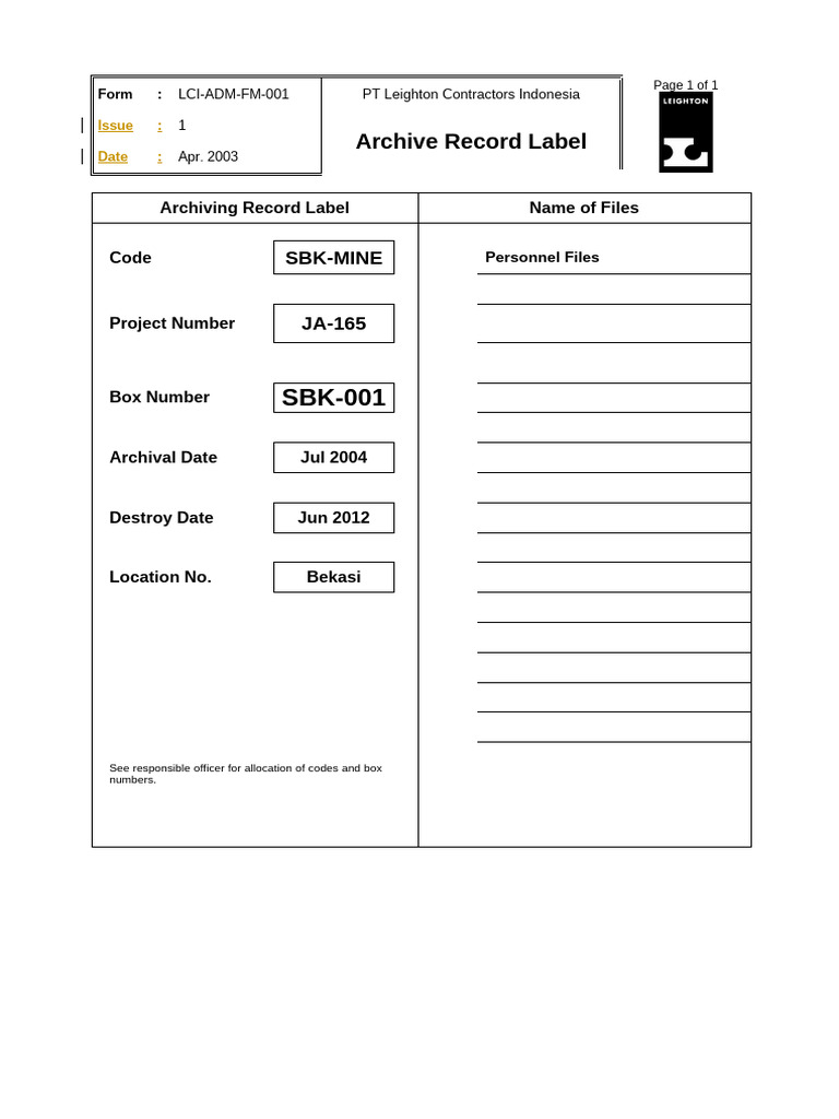 Achive Labels SBK | PDF | Written Communication | Educational Organizations