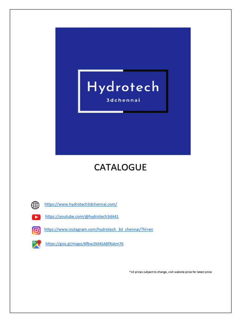 Hydrotech Products Catalogue | PDF | Extrusion | 3 D Printing