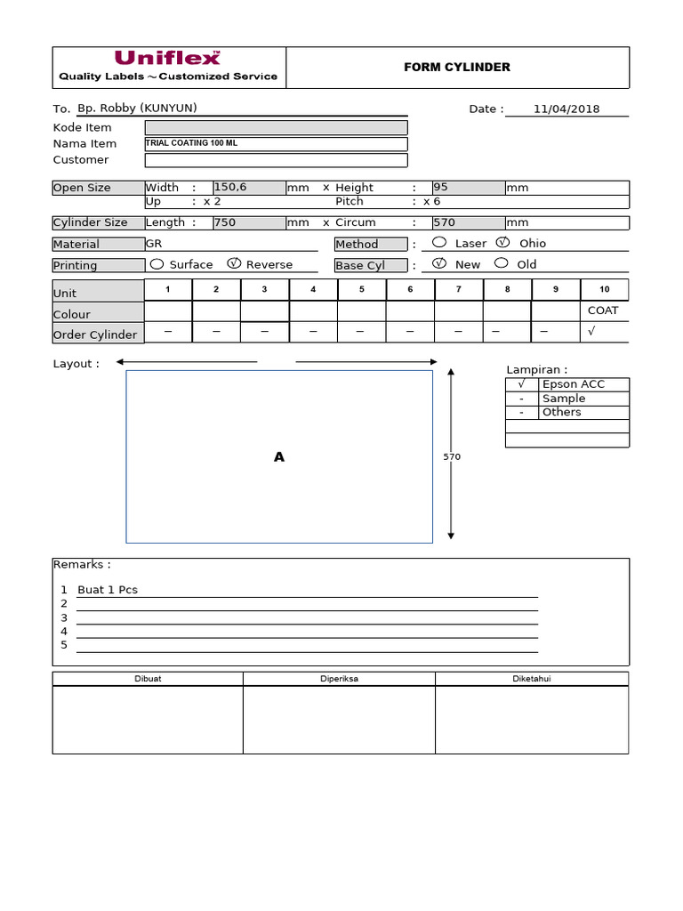 Form Request COATING 100 | PDF
