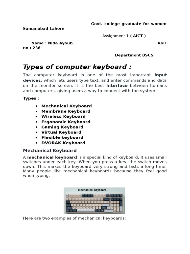 Aict Assignment | PDF | Computer Keyboard | Writing Implements