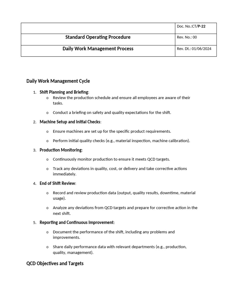 PR.22 Daily Work Management Process | PDF | Business
